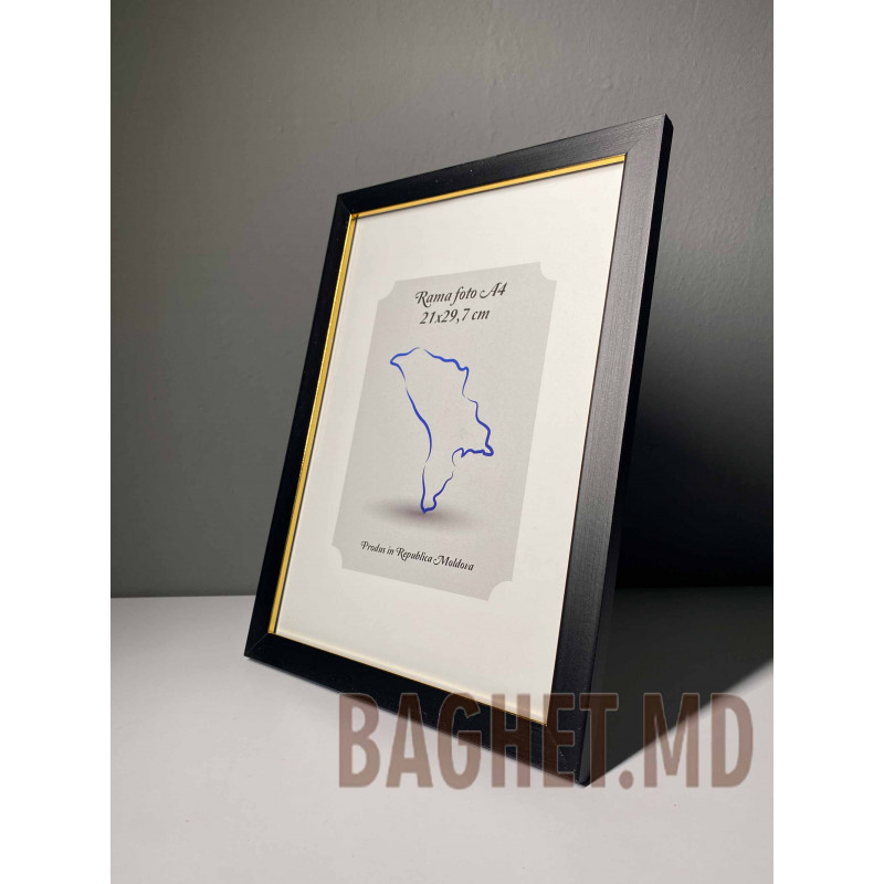 Buy A4 size photo frame (21x29.7cm) Lucianna Black and gold colour online at Baghet.md