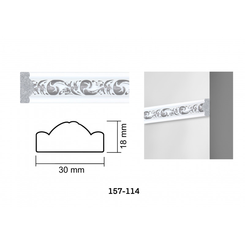 Interior wall molding 157-114 White-silver- home decor on Baghet.md