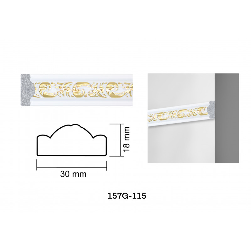 Molding interior pentru perete 157G-115 - de culoare Alb-auriu, decor pentru casa ta pe Baghet.md