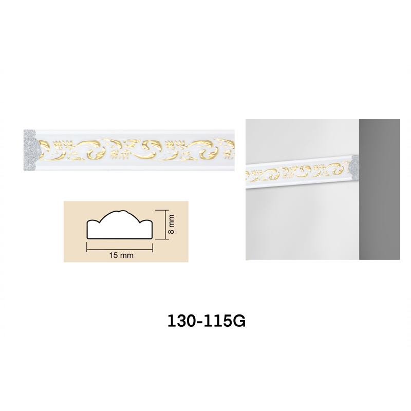 Decorative interior baguette 130-115G (white) from Baghet.md - a stylish accent for your walls