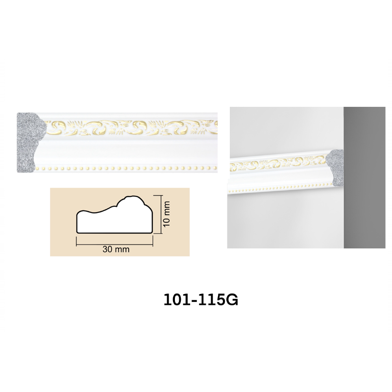 Interior wall molding 101-115G White-gold-home decor on Baghet.md