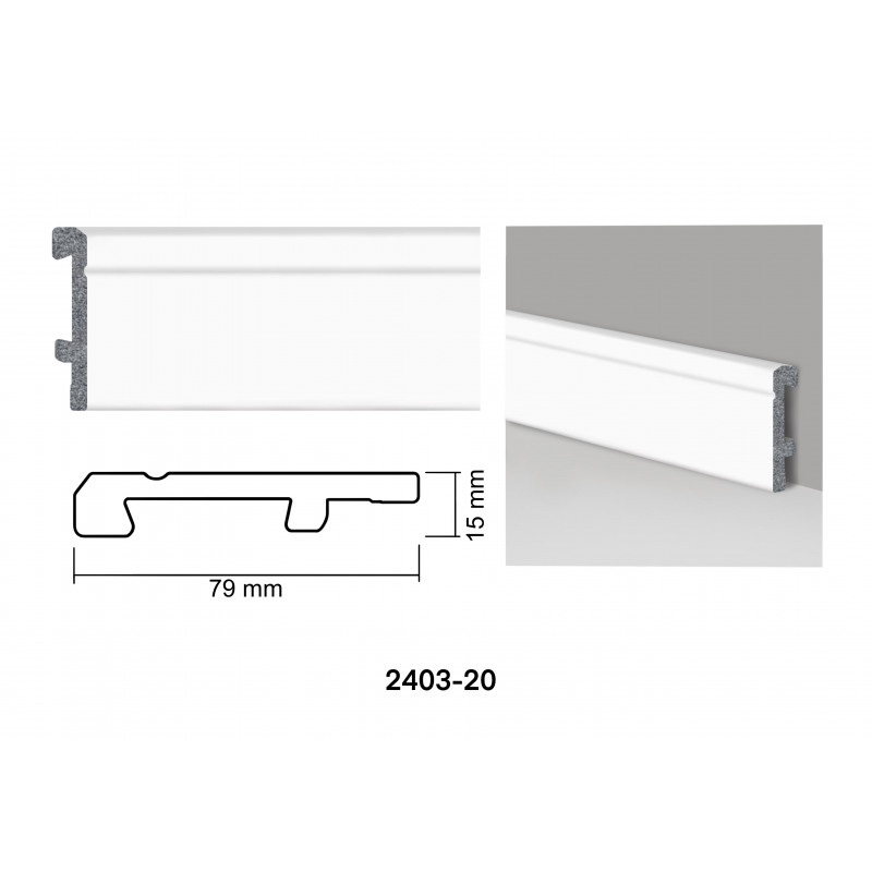 Decorative interior Floor skirting board 2403-20  (white) from Baghet.md - a stylish accent for your home